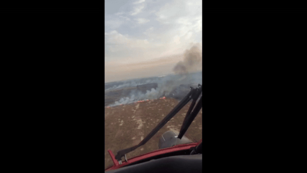 Video Incendiul de vegetație din Delta Dunării, în zona Chilia, s-a reaprins: elicopter Black Hawk solicitat. De la ce a pornit focul sâmbătă